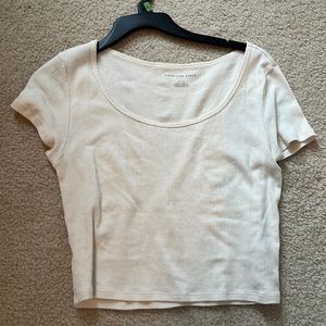 cream fitted cropped (a little) shirt